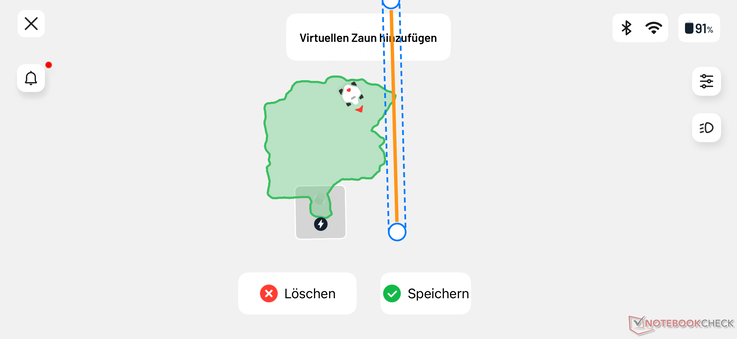 Die KI-Kartierung kann durch Sperrzonen und virtuelle Zäune beeinflusst werden.