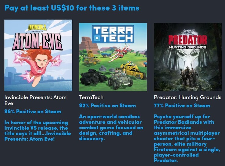 Die erste Stufe enthält diese 3 Spiele. (Bildquelle: Humble Bundle)