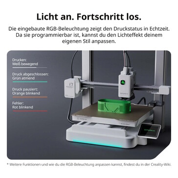 Eine RGB-Beleuchtung zeigt den Betriebszustand an