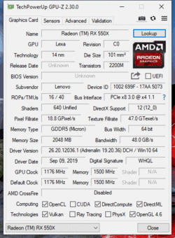 GPU-Z Radeon RX 550X