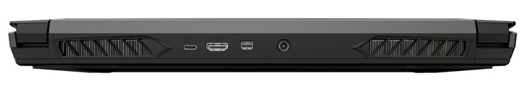 Rückseite: USB-C 3.1 Gen2 inkl. DisplayPort, HDMI 2.0, Mini-DisplayPort 1.4, Energiezufuhr