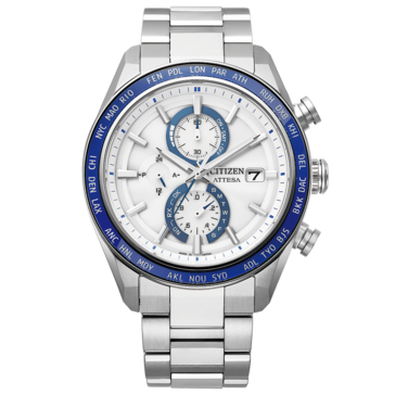 Citizen Attesa Chronograph mit weißem Zifferblatt