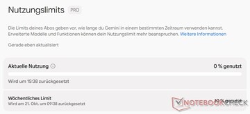 Die Nutzung der KI in dieser Umgebung zählt nicht zu den klassischen Gemini-Nutzungslimits.