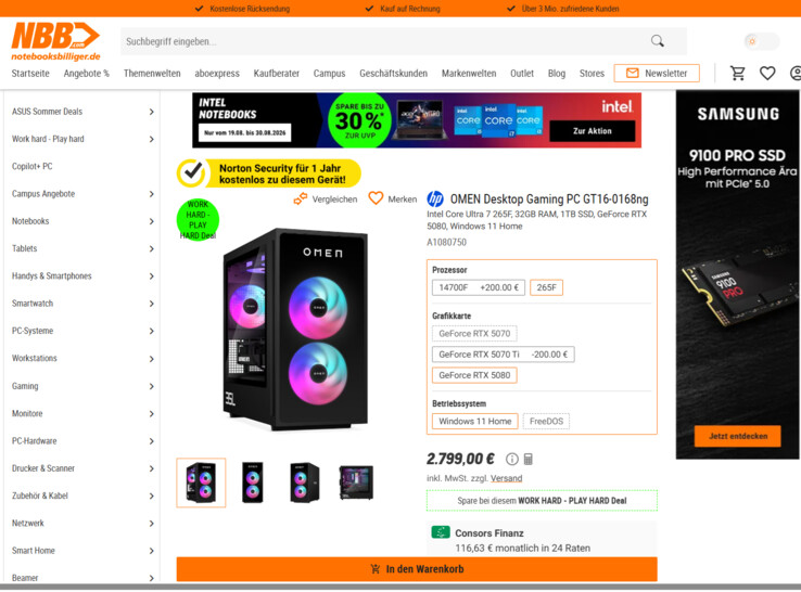 HP Omen 35L GT16-0168ng für 2.799 Euro.