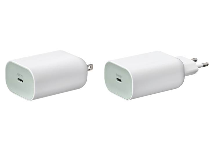 Die US-Version (links) und die EU-Version (rechts) des IKEA Sjöss 65W 1-Port USB-Ladegeräts. (Bildquelle: IKEA)