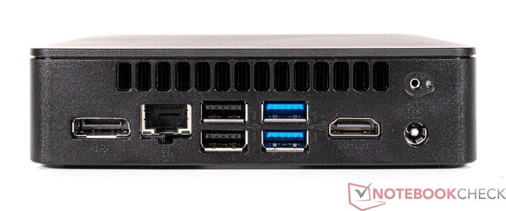 Rückseite: DisplayPort, GBit-LAN, 2x USB 2.0, 2x USB 3.2, HDMI, Netzanschluss