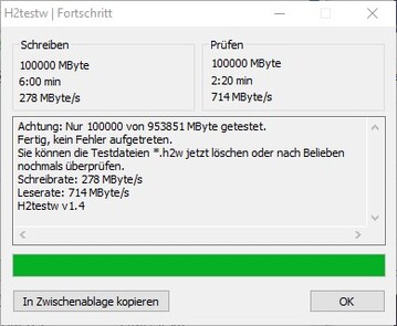 h2testw mit 100 GB