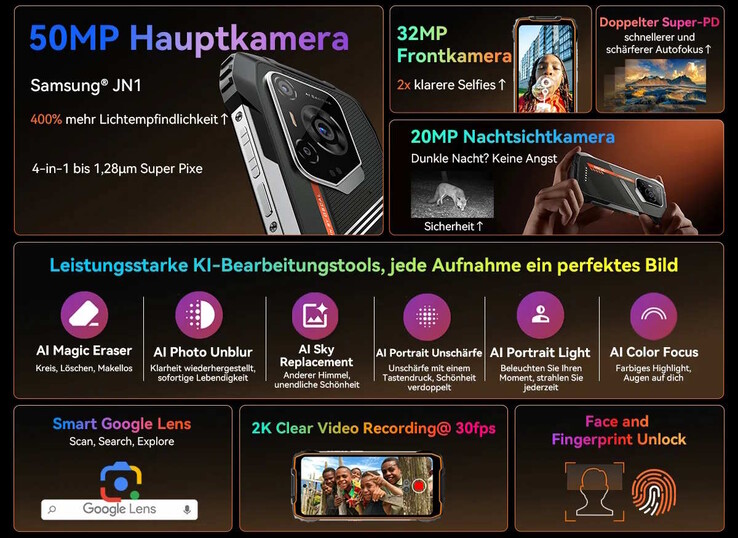 Verbaut ist auch eine Nachtsichtkamera (Bildquelle: Oukitel)