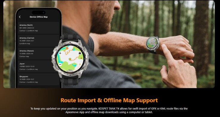 Die Uhr unterstützt die Darstellung von Offline-Karten (Bildquelle: Kospet)