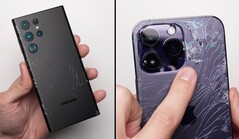 Das Samsung Galaxy S22 Ultra kann sich im Drop-Test gegen das Apple iPhone 14 Pro Max behaupten. (Bild: PhoneBuff)