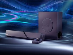 Die ROG Gjallar Gaming Soundbar mit kabellosem Subwoofer und Audio-Control-Hub