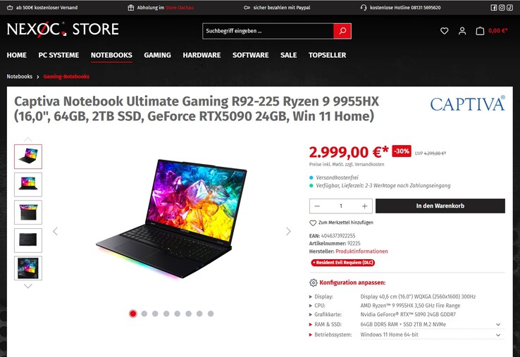 Captiva Ultimate Gaming R92-225 für 2.999 Euro.