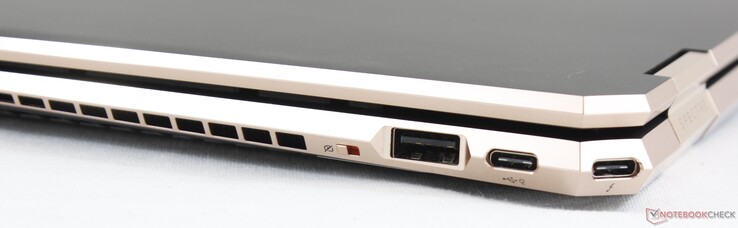 Rechts: Webcam-Schalter, USB 3.1 Gen. 1 Typ-A, 2x USB Typ-C + Thunderbolt 3