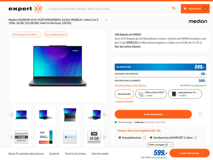 Medion Signium 14 S1 OLED 30040132 für 599 Euro.
