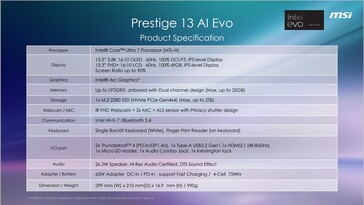 Datenblatt: MSI Prestige 13