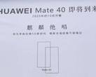 Ein Poster soll die Mate 40-Serie für den Oktober 2020 ankündigen, ist aber noch nicht auf offiziellen Huawei-Kanälen zu sehen.