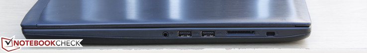 rechts: 3,5mm-Audiokombo, 2x USB 3.0, Speicherkartenleser, Kensington Lock