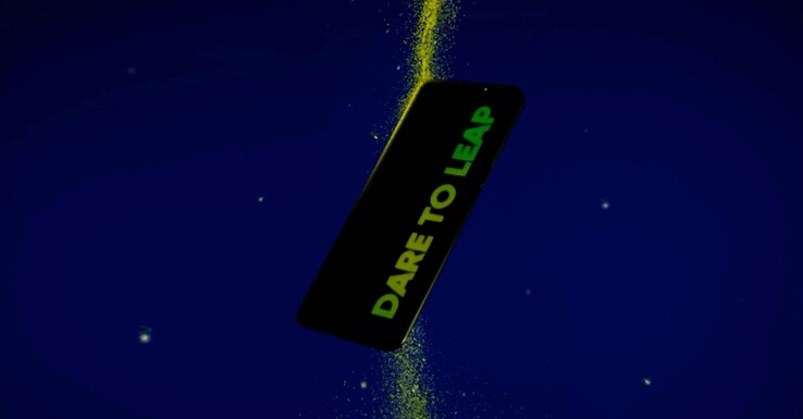 Das Realme Q3 wird offenbar einen leuchtenden "Dare to Leap"-Schriftzug besitzen. (Bild: Digital Chat Station, Weibo)