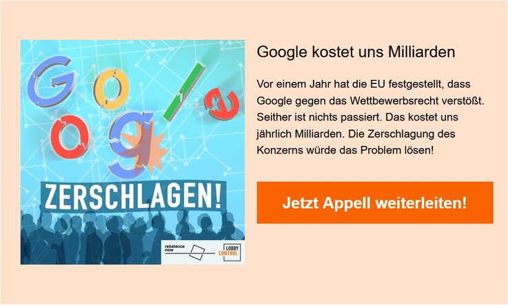 LobbyControl will Googles Machtmissbrauch vermehrt in die Öffentlichkeit bringen