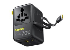 Ein neuer Reiseadapter von Baseus mit integriertem USB-C-Kabel startet mit Rabatt. (Bildquelle: Amazon)