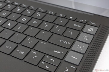 Die speziellen MyHP Tasten haben eine hellere Farbe als der Rest der Tastatur. Beachten Sie die dedizierte Fingerabdrucktaste anstelle einer Kombination aus Power- und Fingerabdrucktaste