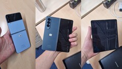 Ein helleres und ein dunkleres Blau: Galaxy Z Flip4 und Galaxy Z Fold4 sind in den ersten Hands-On-Bildern in unterschiedlichen Blautönen zu sehen.