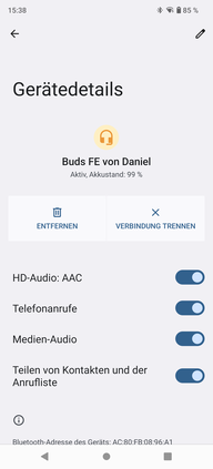 Bluetooth-Einstellungen in Nicht-Samsung-Smartphones