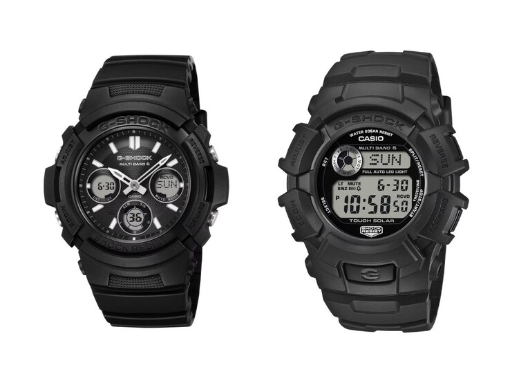 Casios G-Shock Fire Package 2026-Uhren AWG-M100FP-1A1 (links) und GW-2320FP-1A2 (rechts).