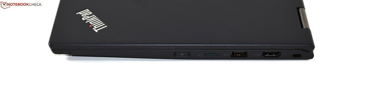 rechts: Digitizer-Pen, microSD-Kartenleser, USB 3.0 Typ A, HDMI, Kensington-Lock