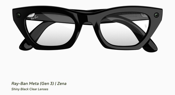 Die Ray-Ban Meta (Gen 3) Zena mit glänzend schwarzem Rahmen und klaren Gläsern