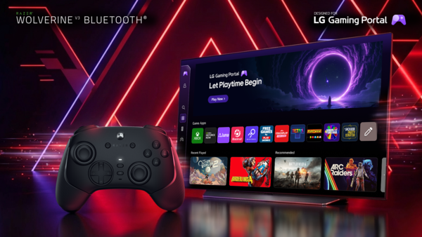 Im Bild: Der Razer Wolverine V3 Bluetooth-Controller mit dem LG Gaming Portal.(Bildquelle: Razer PR)