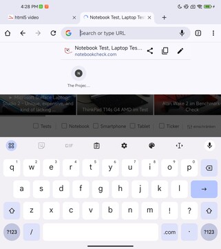 Tastatur Innendisplay hochkant (Google Gboard)