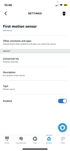In den Alexa-Einstellungen sind Eve-Geräte als solche kaum zu erkennen.
