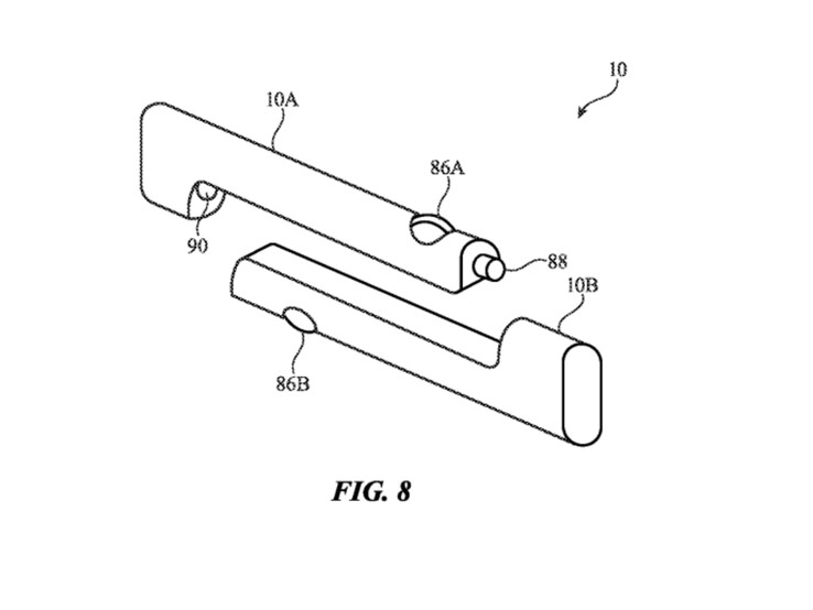 Apple denkt scheinbar auch über einen teilbaren Eingabestift nach, der sich mit beiden Händen gleichzeitig benutzen lässt. (Quelle: Apple-Patent)