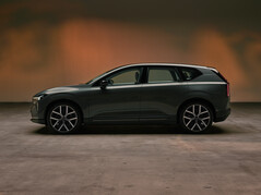 Die Seitenansicht des neuen Volvo EX60 unterstreicht die dynamischen Proportionen des Premium-Elektro-SUVs.