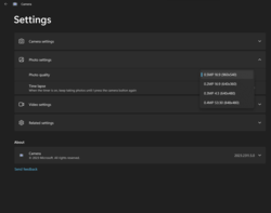 Die Windows-Kamera-App ist auf eine maximale Auflösung von 0,5 MP beschränkt.