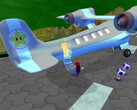 Mario steigt in Super Mario Eclipse in das Urlaubsflugzeug von Prinzessin Peach.