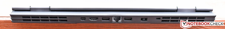 Hinten: Mini-DisplayPort, HDMI, USB 3.1 Gen 2 x 2, Gigabit Ethernet, Netzstecker, Kensington Lock