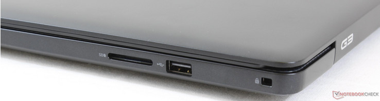 Rechts: SD-Kartenleser, USB 3.0, Noble Lock