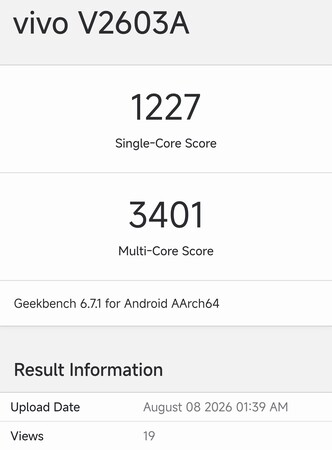 Geekbench-Eintrag des iQOO Z11S.