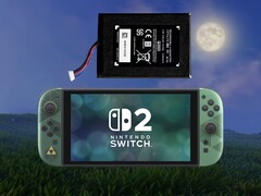 Akkutausch über der Zelda 40th Anniversary Switch 2 dargestellt.