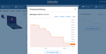 Idealo-Preisverlauf, MSI Katana 15 (2023)