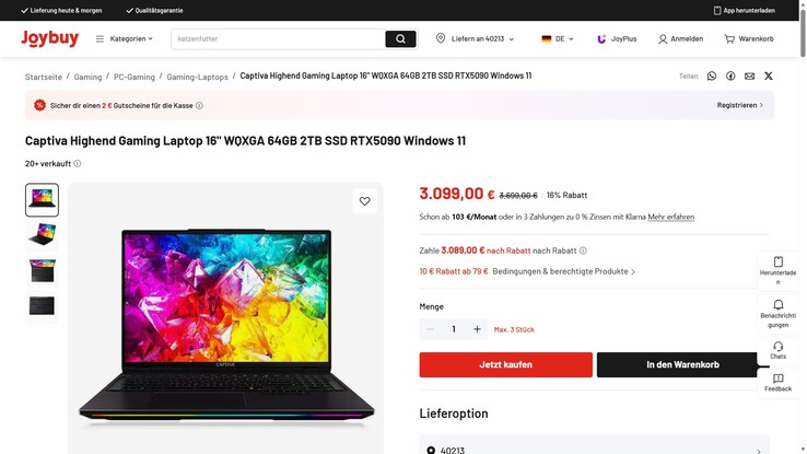 Captiva Ultimate Gaming R95-061GE für 3.089 Euro.