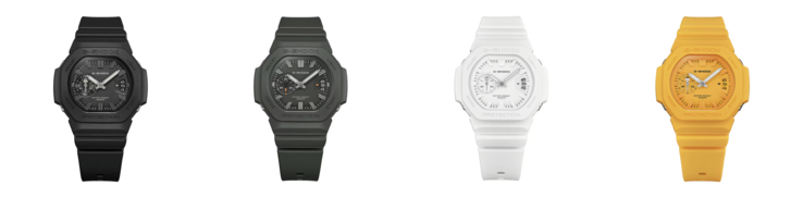 Von links nach rechts: Casio G-Shock GAC2500-1A, GAC2500-3A, GAC2500-7A und GAC2500-9A
