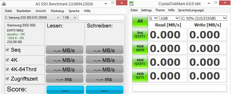 Zwei populäre Benchmarks: AS SSD und CrystalDiskMark
