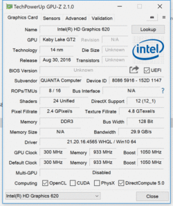 GPU-Z: Intel HD Graphics 620