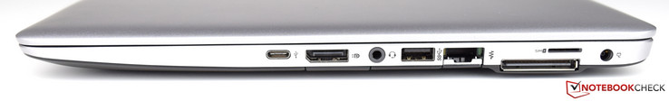 rechts: USB Type-C, DisplayPort, SD-Kartenleser, 3,5-mm-Audio, USB 3.0, RJ-45, Dockinport, Micro-SIM, Netzanschluss