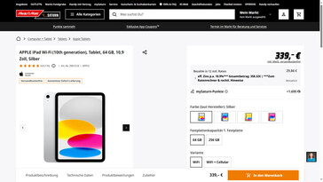 Apple iPad (2022) für 339 Euro.