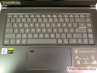 Das Tastatur-Layout ist dem des MSI GS65 sehr ähnlich (im Bild die deutsche Variante des Prestige 15)