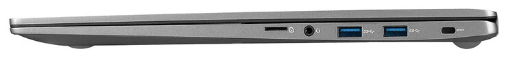 Rechte Seite: Speicherkartenleser (MicroSD), Audiokombo, 2x USB 3.2 Gen 1 (Typ A), Steckplatz für ein Kabelschloss